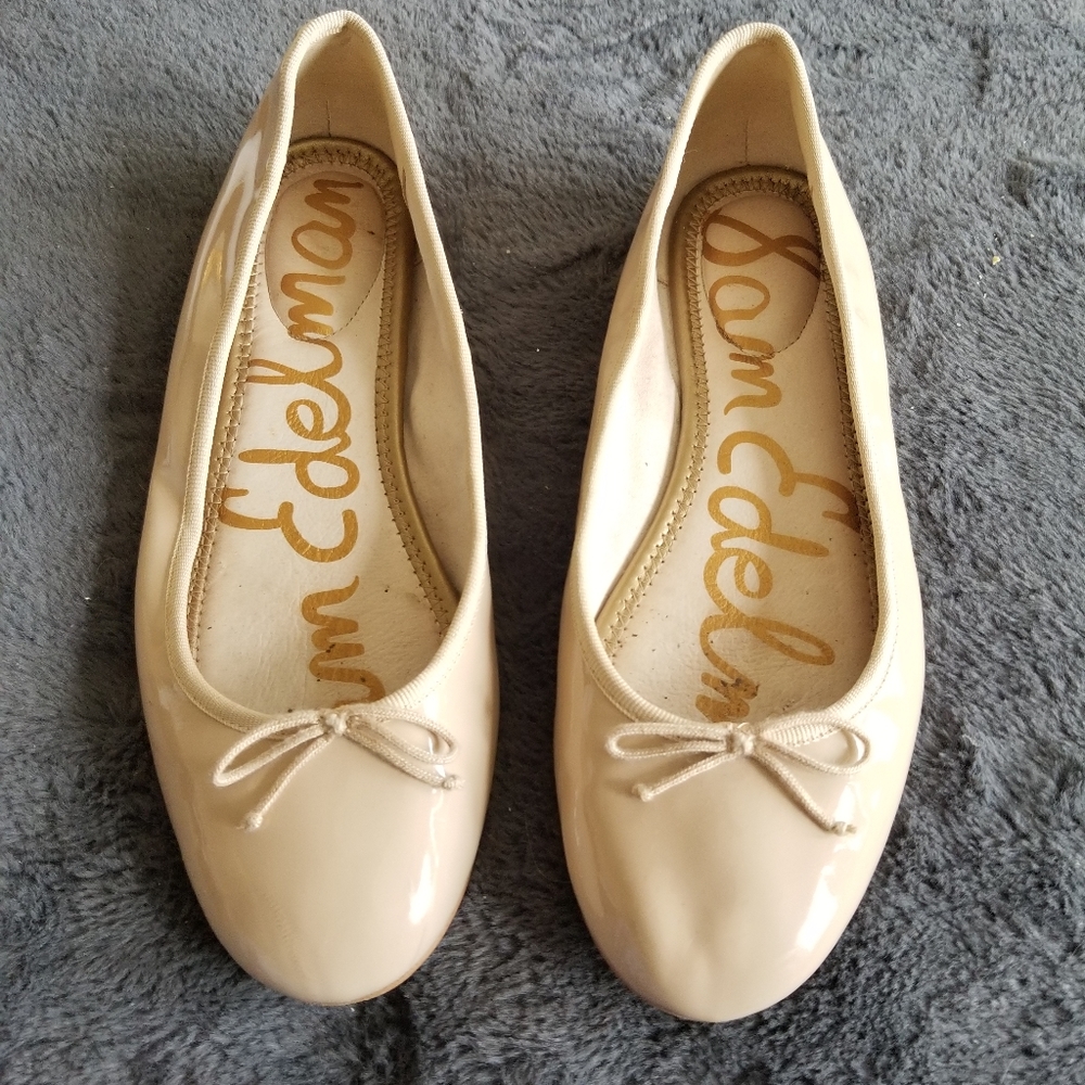 Sam Edelman beige patent leather ballet slippers 8
